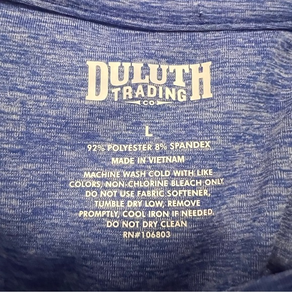 Duluth Trading Co Hooded Henley Men’s L Blue Shirt Performance Running Workout - Picture 7 of 7